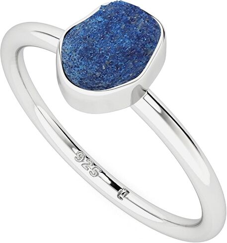 Natural Rough Gemstones Stackable Ring for Women in Sterling Silver, Birthstone Jewelry Gifts for Her (Bezel-Set) in Saudi Arabia