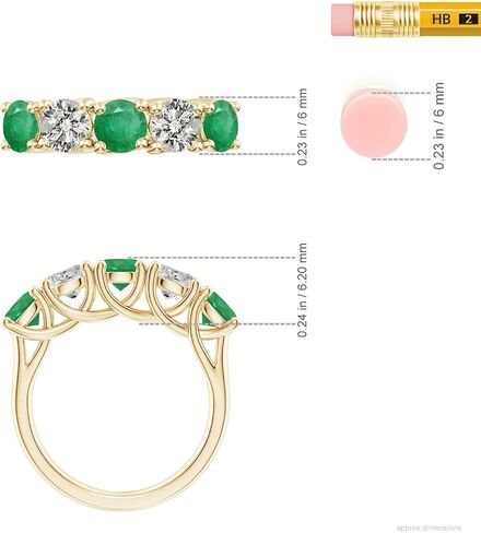 Angara Natural Emerald Wedding Band for Women | Half Eternity 5 Stone Emerald and Diamond Wedding Band in 14K Solid Gold/Silver/Platinum | May Birthday, Anniversary, Gemstone Jewellery Gift in Saudi Arabia