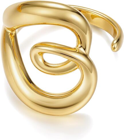 KELORIS PATH Chunky Statement Ring for Women, 14k Gold Plate Band Rings Open Adjustable Dainty Pave CZ Personalized Fashion Jewelry Gift in Saudi Arabia