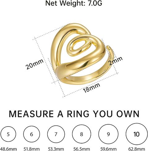 KELORIS PATH Chunky Statement Ring for Women, 14k Gold Plate Band Rings Open Adjustable Dainty Pave CZ Personalized Fashion Jewelry Gift in Saudi Arabia