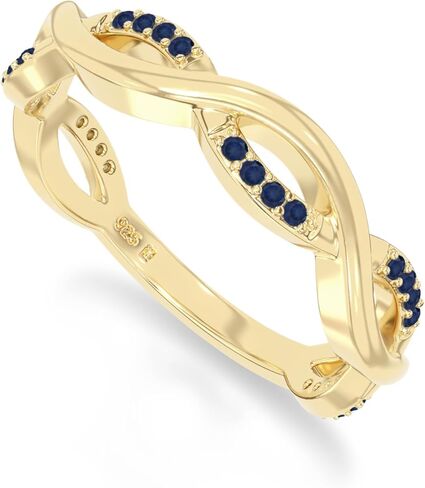 Natural Gemstone Twisted Wedding Band Ring for Women in 925 Silver/18K Yellow/Rose Gold Vermeil, Birthstone Jewelry Gifts for Her Birthday, Anniversary, Graduation, Christmas, Mothers Day in Saudi Arabia