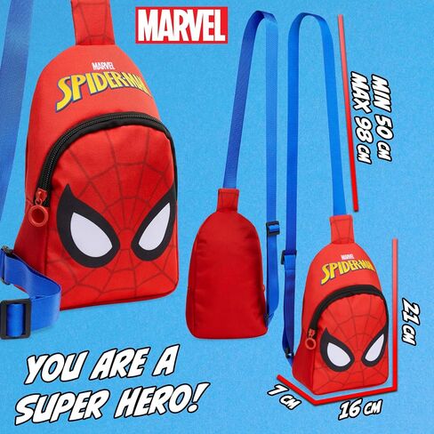 Marvel Spiderman Boys Crossbody Bag Adjustable Strap Zipped Compartment Boys Gifts in Saudi Arabia