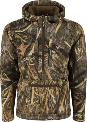Drake Waterfowl Men's Ultimate Wader 1/4 Zip Hunting Warming Sherpa-Lined Breathable Water Repellent 4-Way Stretch Hoodie, Mossy Oak Shadow Grass Habitat, Large in Saudi Arabia