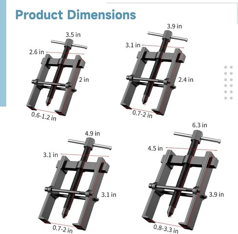 OMISTAR 4 PCS 2-Jaw Bearing Pullers, 2 in 3 in 4 in 6 in Gear Puller, Carbon Steel Bearing Remover Tool, Pulley Puller for Motorcycle, Wheel, Auto Repair, Hand Tool Kit for Mechanic, Workshop, Garage in Saudi Arabia