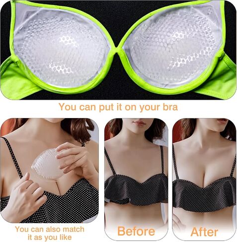 Silicone Bra Inserts,Gel Bra Push Up Breast Pads Bra Padding Bust Enhancer for Sports Bra Swimsuit Cleavage Enhancers pads Breathable Clear in Saudi Arabia