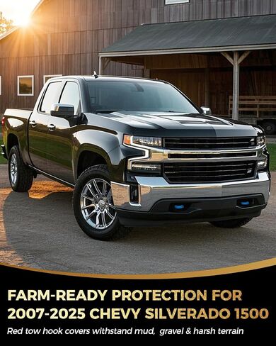 Tow Hook Covers Compatible with Chevy Silverado 1500,Custom Front Accessories for Silverado 1500 2007-2025,Unique Design,Anti-Rust & Weather Protection,Easy No-Tool Install (Red) in Saudi Arabia