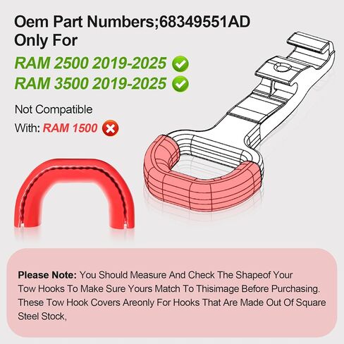 Tow Hook Cover for Dodge RAM 2500/3500 2019-2025 Thicken Upgrade,Tow Hitch Covers Compatible with Dodge RAM 2500/3500 2019-2025 Accessories,2PCS-Green in Kuwait