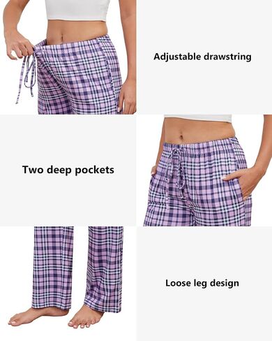 FEMDOUCE 3 Pack Pajama Pants with Mobicets Comfy Pajamas Forms for Women Remortring Lounge Soft PJ Pants in Kuwait