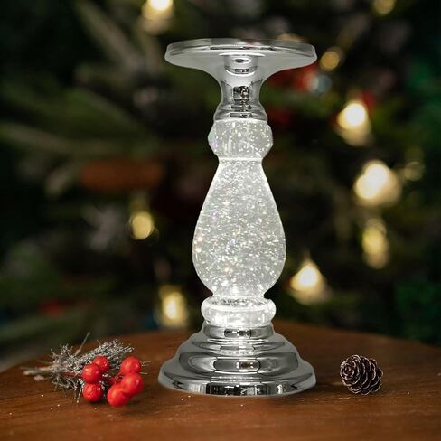 Swirling Candle Holder,LED Light-up Pedestal Candle Holder with On/Off Switch for Bath and Body Works 3-Wick Candles (Sliver) in Saudi Arabia