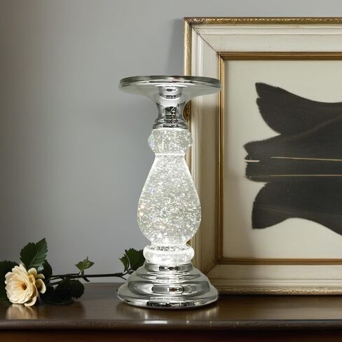 Swirling Candle Holder,LED Light-up Pedestal Candle Holder with On/Off Switch for Bath and Body Works 3-Wick Candles (Sliver) in Saudi Arabia