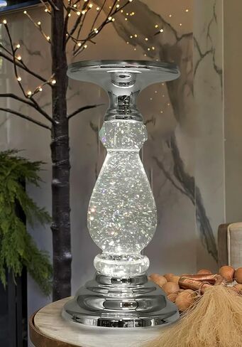 Swirling Candle Holder,LED Light-up Pedestal Candle Holder with On/Off Switch for Bath and Body Works 3-Wick Candles (Sliver) in Saudi Arabia
