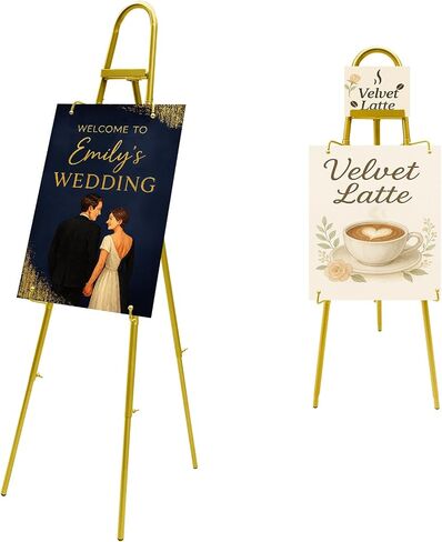 42"–57" Height Adjustable Gold Easel Stand for Signs, 4 Display Modes, Stable at Any Position with 4 Hooks – Perfect Welcome Sign Stand, Heavy Duty Easel Stand for Wedding Sign,Parties, Art & Events in Saudi Arabia