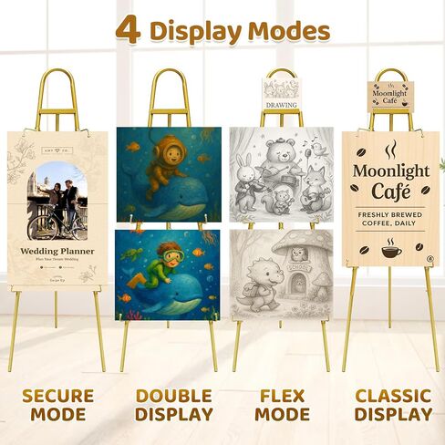 42"–57" Height Adjustable Gold Easel Stand for Signs, 4 Display Modes, Stable at Any Position with 4 Hooks – Perfect Welcome Sign Stand, Heavy Duty Easel Stand for Wedding Sign,Parties, Art & Events in Saudi Arabia