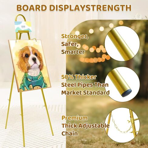 42"–57" Height Adjustable Gold Easel Stand for Signs, 4 Display Modes, Stable at Any Position with 4 Hooks – Perfect Welcome Sign Stand, Heavy Duty Easel Stand for Wedding Sign,Parties, Art & Events in Saudi Arabia