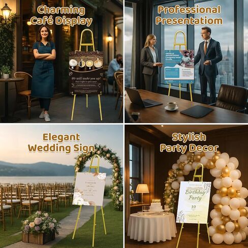 42"–57" Height Adjustable Gold Easel Stand for Signs, 4 Display Modes, Stable at Any Position with 4 Hooks – Perfect Welcome Sign Stand, Heavy Duty Easel Stand for Wedding Sign,Parties, Art & Events in Saudi Arabia