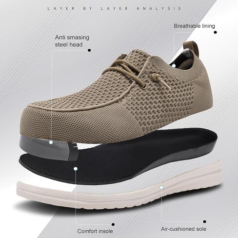 متسكعون لأصابع القدم الصلب الرمادي للرجال ، أحذية سلامة العمل ، الانزلاق ، مريح ، غير قاطع ، قابل للتنفس ، خفيف الوزن in Kuwait