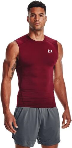Under Armour HeatGear Men's Compression Sleeveless T-Shirt White/Black, Large Tall in Saudi Arabia