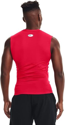 Under Armour HeatGear Men's Compression Sleeveless T-Shirt White/Black, Large Tall in Saudi Arabia