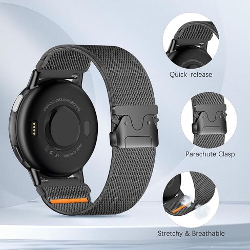 Sunnyson 20mm Stretchy Bands Compatible with Garmin Vivoactive 5/6/Forerunner 55/165, Parachute Elastic Soft Nylon Watch Band for Venu Sq/Sq 2/2 Plus Women Men in Saudi Arabia