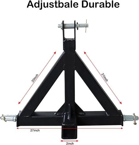3 Point Trailer Hitch for 1 with 2" Receiver, 3 Pt Hitch Adapter for Towing & Lifting, Carbon Steel Construction for Kubota, John Deere, BX, LM25H, WLM Tractor, NorTrac, Yanmar, Kioti, Cat in Saudi Arabia
