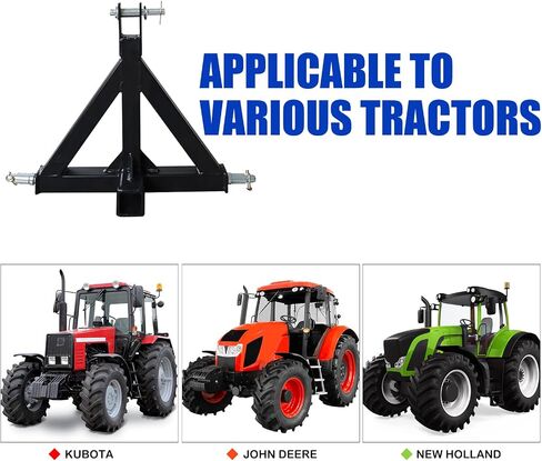 3 Point Trailer Hitch for 1 with 2" Receiver, 3 Pt Hitch Adapter for Towing & Lifting, Carbon Steel Construction for Kubota, John Deere, BX, LM25H, WLM Tractor, NorTrac, Yanmar, Kioti, Cat in Saudi Arabia