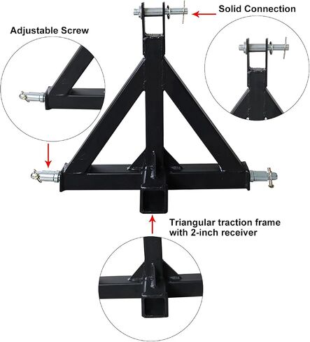 3 Point Trailer Hitch for 1 with 2" Receiver, 3 Pt Hitch Adapter for Towing & Lifting, Carbon Steel Construction for Kubota, John Deere, BX, LM25H, WLM Tractor, NorTrac, Yanmar, Kioti, Cat in Saudi Arabia