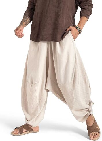 The Veshti Company Men’s Cotton Bali Harem Pants – Relaxed Fit Yoga Lounge – Casual Summer Beach Trousers in Kuwait