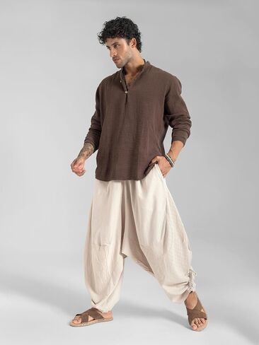 The Veshti Company Men’s Cotton Bali Harem Pants – Relaxed Fit Yoga Lounge – Casual Summer Beach Trousers in Kuwait
