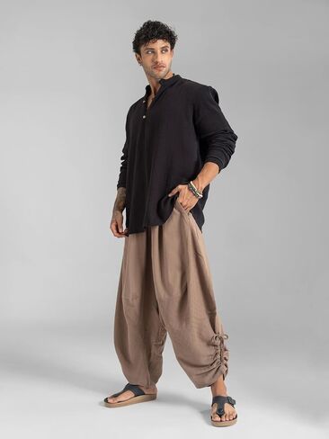 The Veshti Company Men’s Cotton Bali Harem Pants – Relaxed Fit Yoga Lounge – Casual Summer Beach Trousers in Kuwait