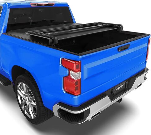 توموكا ناعمة Tri-Fold Bed Bed Tonneau Cover متوافق مع 5.8 قدم 2007-2025 Chevy Silverado 1500 GMC Sierra 1500 (07 New Body) 5.8 FT Bed Vinyl W/O in Kuwait
