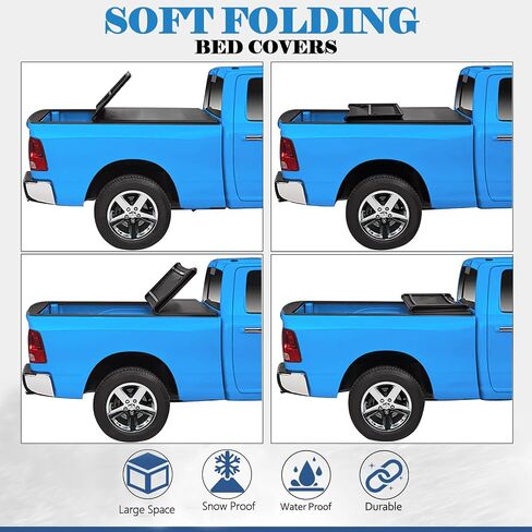 توموكا ناعمة Tri-Fold Bed Bed Tonneau Cover متوافق مع 5.8 قدم 2007-2025 Chevy Silverado 1500 GMC Sierra 1500 (07 New Body) 5.8 FT Bed Vinyl W/O in Kuwait
