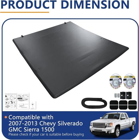 Pensun 5.8ft Soft Tri-Fold Bed Bed Tonneau Cover for 2007-2025 Chevy Silverado 1500 ، GMC Sierra 1500 Tonneau Cover Bed ، 69.6 "Bed in Saudi Arabia