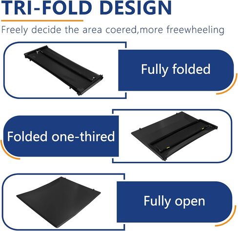 Pensun 5.8ft Soft Tri-Fold Bed Bed Tonneau Cover for 2007-2025 Chevy Silverado 1500 ، GMC Sierra 1500 Tonneau Cover Bed ، 69.6 "Bed in Saudi Arabia
