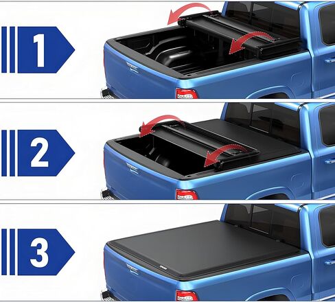 Pensun 5.8ft Soft Tri-Fold Bed Bed Tonneau Cover for 2007-2025 Chevy Silverado 1500 ، GMC Sierra 1500 Tonneau Cover Bed ، 69.6 "Bed in Saudi Arabia