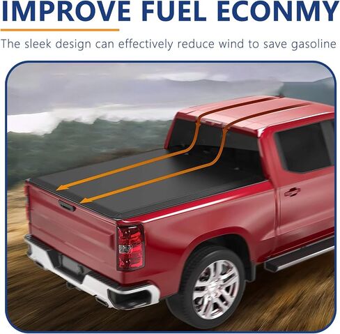 Pensun 5.8ft Soft Tri-Fold Bed Bed Tonneau Cover for 2007-2025 Chevy Silverado 1500 ، GMC Sierra 1500 Tonneau Cover Bed ، 69.6 "Bed in Saudi Arabia