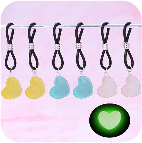 Longita Non Piercing Nipple Jewelry Glow in The Dark Fake Nipple Rings Adjustable Elastic Nooses Silicone Multicolor Cute Heart Non-Piercing Faux Body Jewelry for Women Comfortable Valentine's Day in Saudi Arabia