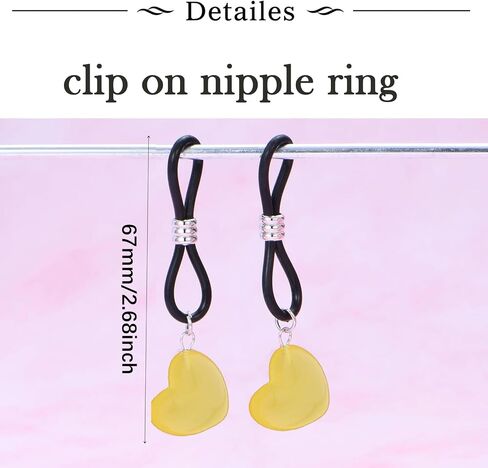 Longita Non Piercing Nipple Jewelry Glow in The Dark Fake Nipple Rings Adjustable Elastic Nooses Silicone Multicolor Cute Heart Non-Piercing Faux Body Jewelry for Women Comfortable Valentine's Day in Saudi Arabia