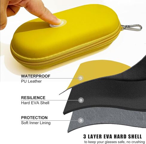 Longjet Double Eyeglasses Case Hard Shell Dual Sunglasses Organizer مع مقطع سلسلة المفاتيح وإغلاق السوستة in Kuwait