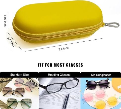 Longjet Double Eyeglasses Case Hard Shell Dual Sunglasses Organizer مع مقطع سلسلة المفاتيح وإغلاق السوستة in Kuwait