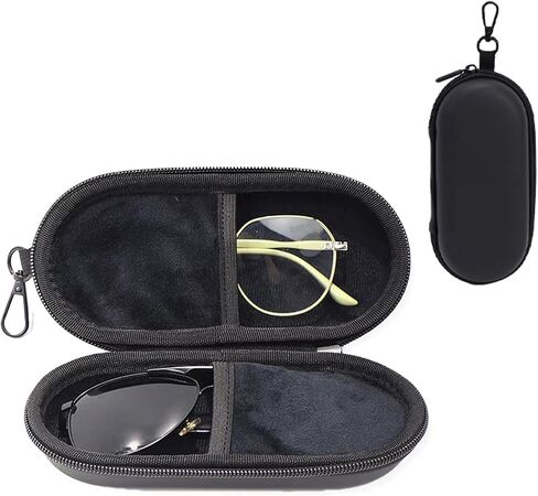 Longjet Double Eyeglasses Case Hard Shell Dual Sunglasses Organizer مع مقطع سلسلة المفاتيح وإغلاق السوستة in Kuwait