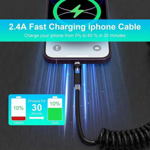 USB C and Lightning Cable 2 in 1 60W [PD Charge & MFi & Data] Coiled Cable Short Support CarPlay & Android Auto, 4 in 1 Charging Cable Combo Type C/Lightning/USB A for iPhone 15 14/Android/Pad/Laptop in Saudi Arabia