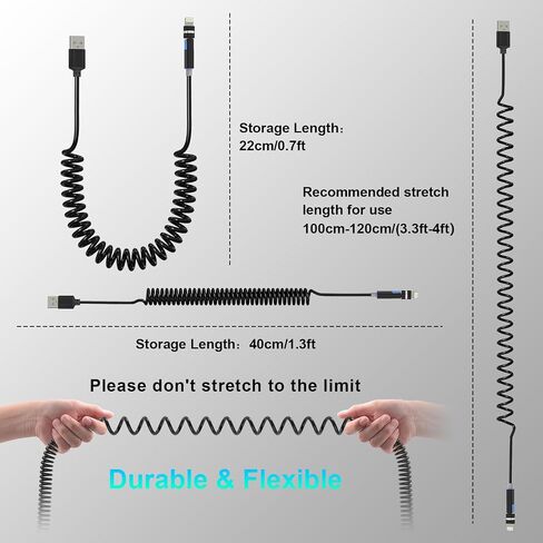 USB C and Lightning Cable 2 in 1 60W [PD Charge & MFi & Data] Coiled Cable Short Support CarPlay & Android Auto, 4 in 1 Charging Cable Combo Type C/Lightning/USB A for iPhone 15 14/Android/Pad/Laptop in Saudi Arabia