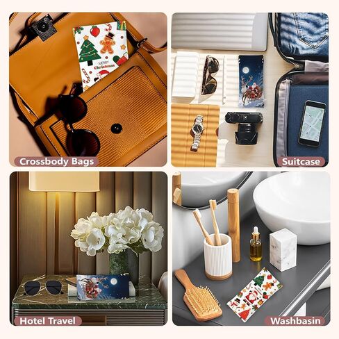 GLOBLELAND 2Pcs Christmas Santa Claus Soft Glasses Case Christmas Tree Travel PU Leather Glasses Bag Snowman Portable Squeeze Top Eyeglass Case Pouch for Sunglasses Watches Phones Makeup Brushes in Saudi Arabia
