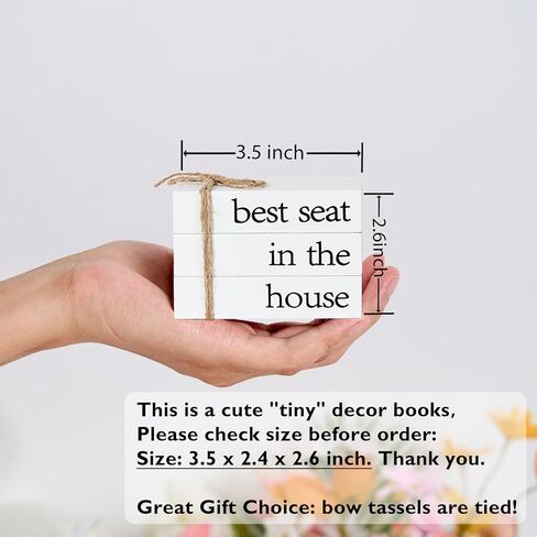 Farmhouse Mini Bathroom Decor, Reversible 2 Styles Funny Wooden Book Stack for Tray Decor, Rustic Sign Small Decorative Accent for The Guest Bathroom in Kuwait