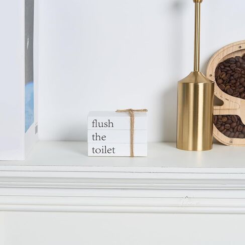 Farmhouse Mini Bathroom Decor, Reversible 2 Styles Funny Wooden Book Stack for Tray Decor, Rustic Sign Small Decorative Accent for The Guest Bathroom in Kuwait