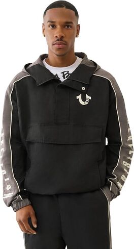 True Religion Men's Colorblock Anorak Jacket – Lightweight Pullover Windbreaker with Hood in Saudi Arabia
