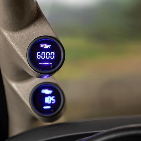 GlowShift 10 Color Digital 9،999 RPM مقياس سرعة الدوران - للمحركات التي تعمل بالطاقة من 1 إلى 10 أسطوانات - شاشة LED متعددة الألوان - عدسة ملونة - 2-1/16 "(52 مم) in Saudi Arabia