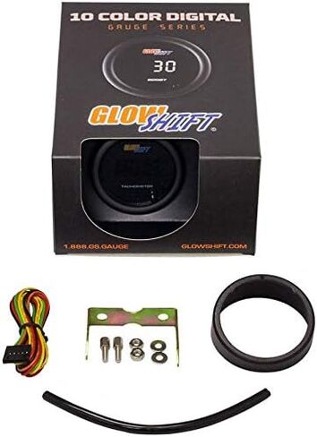 GlowShift 10 Color Digital 9،999 RPM مقياس سرعة الدوران - للمحركات التي تعمل بالطاقة من 1 إلى 10 أسطوانات - شاشة LED متعددة الألوان - عدسة ملونة - 2-1/16 "(52 مم) in Saudi Arabia