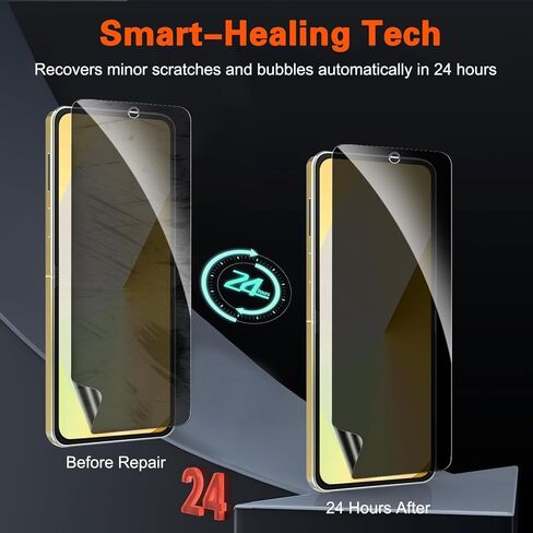 واقي شاشة للخصوصية Samsung Galaxy Z Flip 6، عبوتان من الأفلام الداخلية الناعمة المضادة للتجسس + عبوتين من حافظة شاشة زجاجية مقواة سوداء/أمامية/خارجية [28 درجة مضادة للزقزقة] بدون فقاعات، صديقة للحافظة، مضادة للخدش in Kuwait