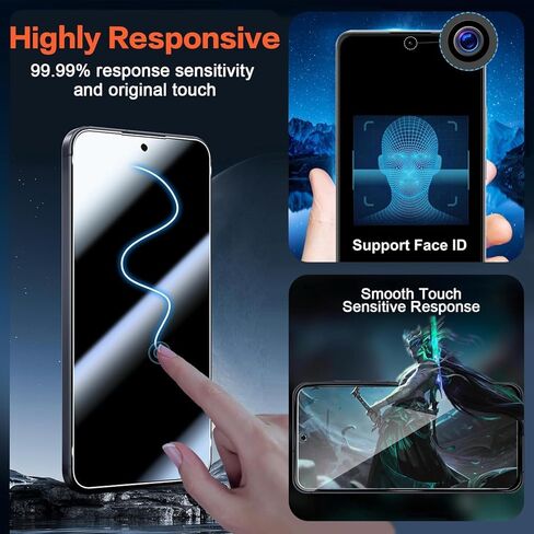واقي شاشة للخصوصية Samsung Galaxy Z Flip 6، عبوتان من الأفلام الداخلية الناعمة المضادة للتجسس + عبوتين من حافظة شاشة زجاجية مقواة سوداء/أمامية/خارجية [28 درجة مضادة للزقزقة] بدون فقاعات، صديقة للحافظة، مضادة للخدش in Kuwait